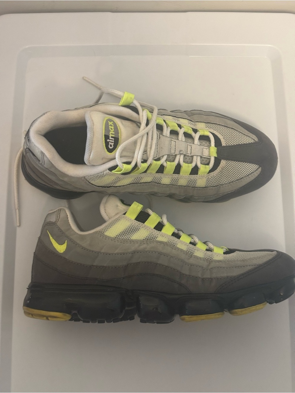 Nike Men's Air VaporMax 95 in Gray with Volt Highlights